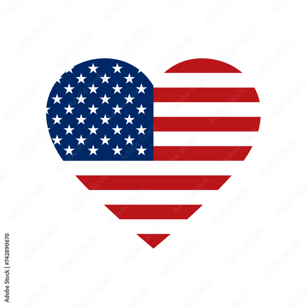 USA flag heart shape icon USA flag heart shape icon
