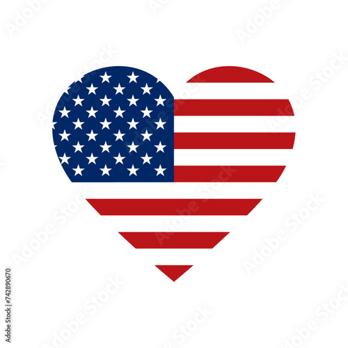 USA flag heart shape icon