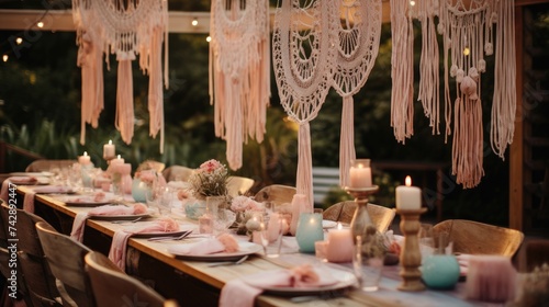 A photo of a bohochic wedding reception