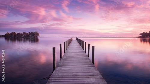 A photo of a lagoon with a wooden boardwalk photo