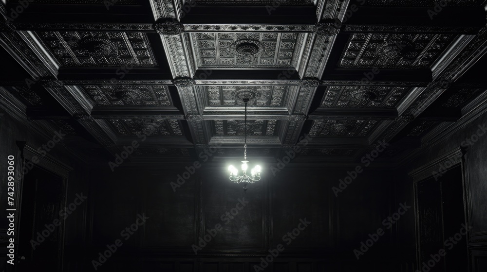 A photo of a repetitive patterned ceiling - obrazy, fototapety, plakaty 