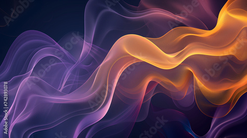 炎の煙のカラフルな背景画像。ダークゴールドとバイオレット色。 Colorful background image of flame smoke. Dark gold and violet color. [Generative AI]