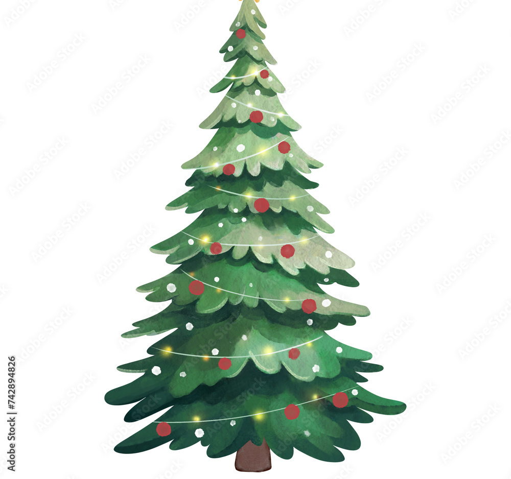 Fototapeta premium Árvore de natal em aquarela