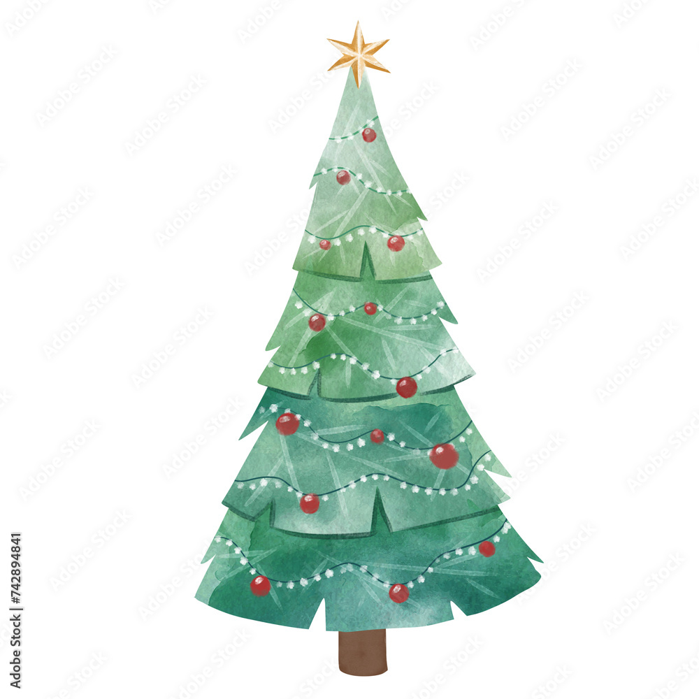 Árvore de natal em aquarela Árvore de natal em aquarela