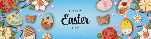easter banner with gingerbread cookies