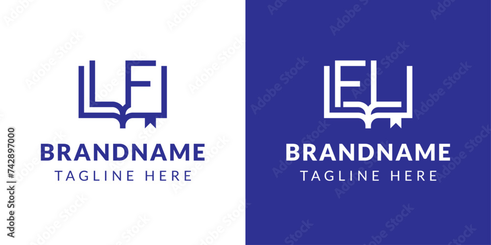 Letters LF and FL Book Logo, suitable for business related to book with FL or LF initials Letters LF and FL Book Logo, suitable for business related to book with FL or LF initials