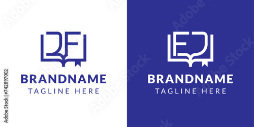 Letters JF and FJ Book Logo, suitable for business related to book with FJ or JF initials