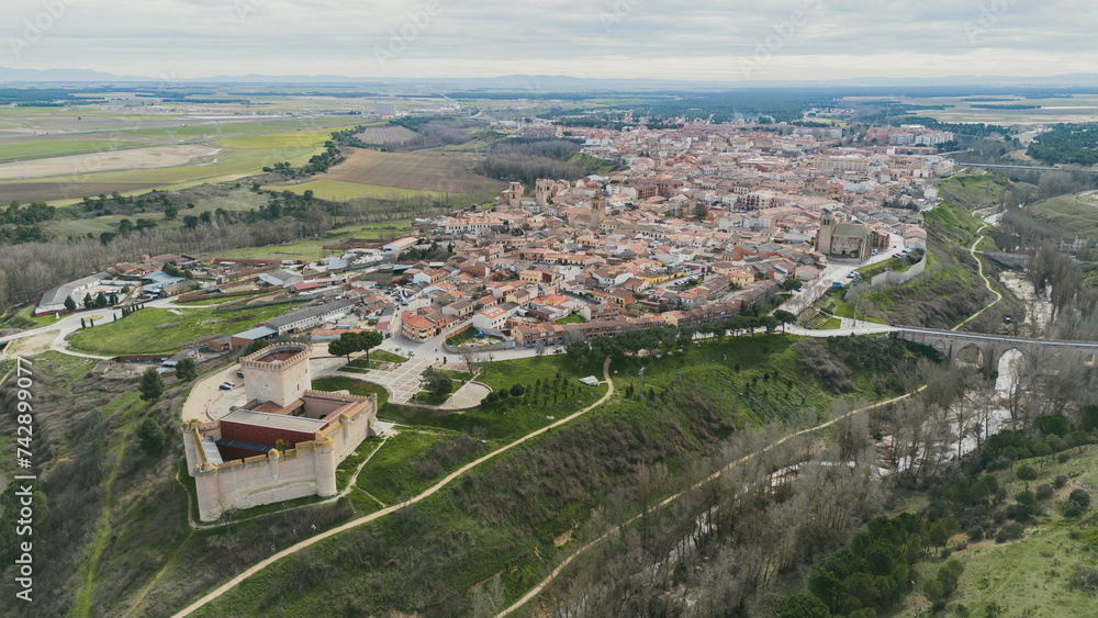 Panoramic aerial view of Arevalo, Avila, Spain