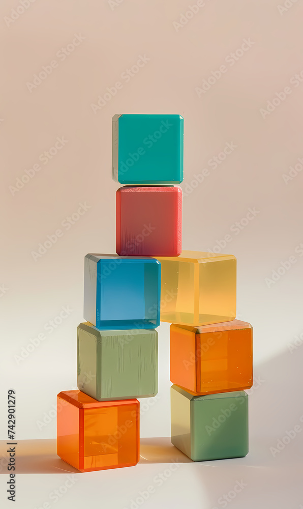 Spectrum of stacked multicolored glass blocks Spectrum of stacked multicolored glass blocks