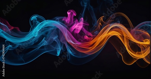 Colorful smokes flowing on dark background  © Designer Khalifa