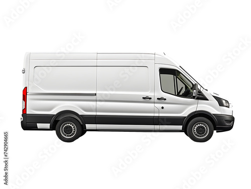 The side of a white delivery van on a transparent background PNG