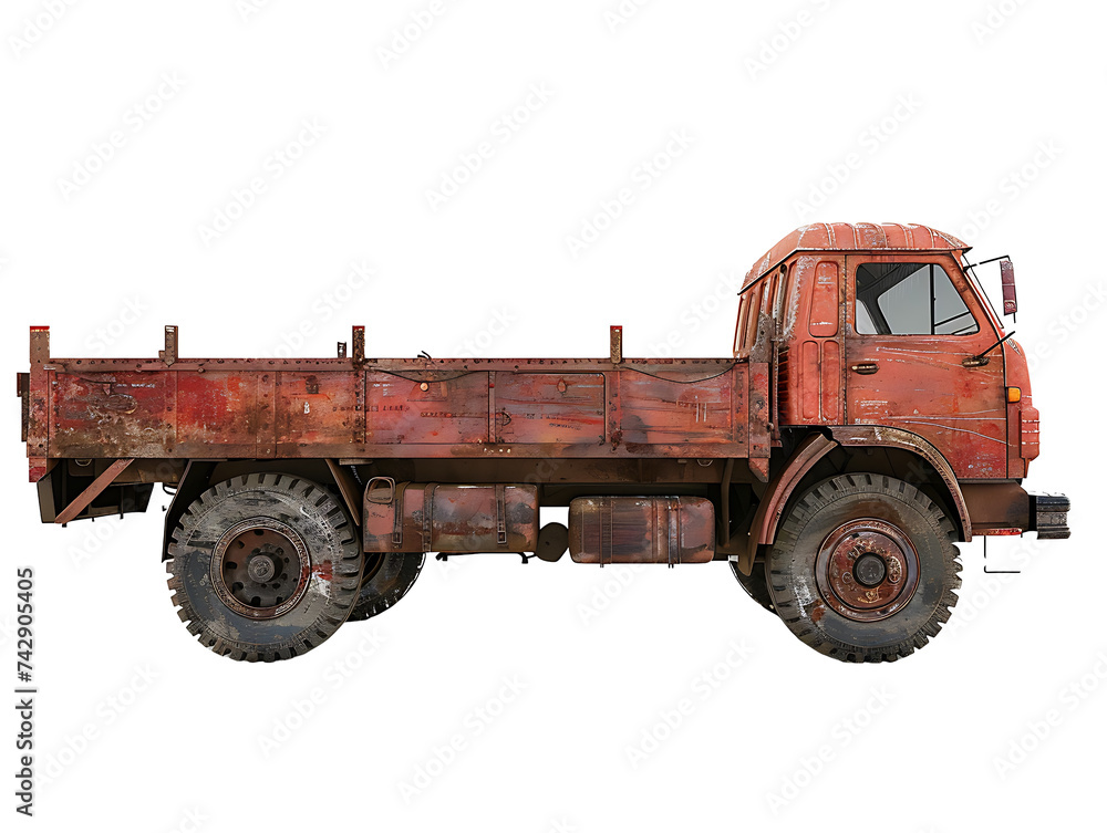 Old and rusty truck due to lack of maintenance on PNG transparent background