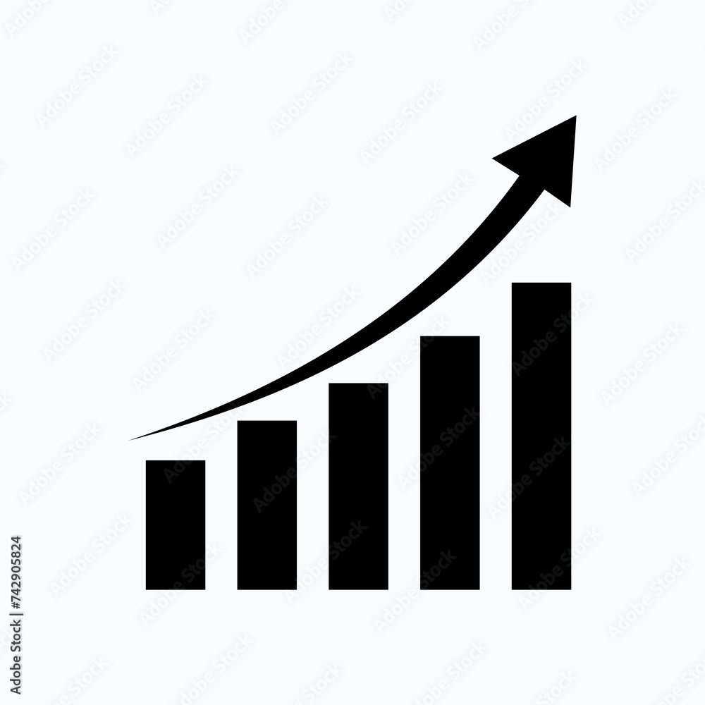 Vector growing graph icon Vector growing graph icon