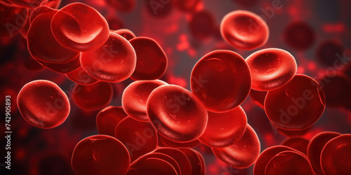 Close up of human red blood cells.