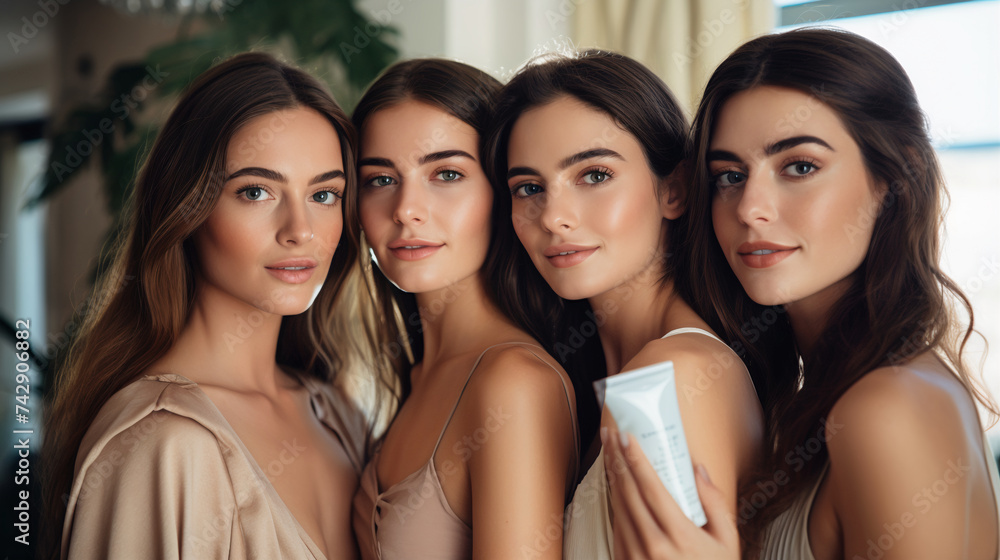 Obraz premium Beautiful girls with clean and fresh skin 