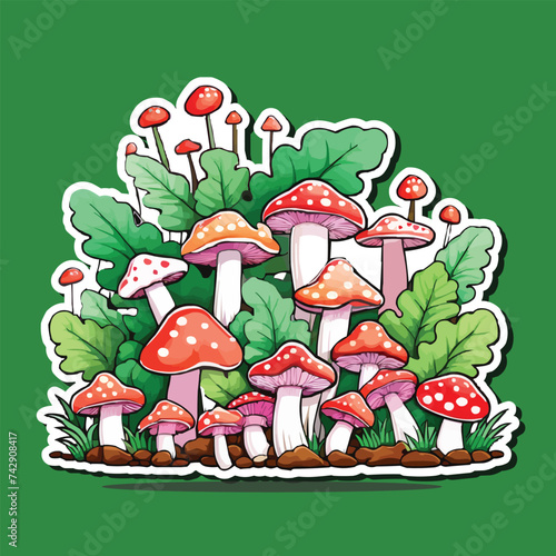 Lactarius delicious mushroom kawaii cartoon sticker