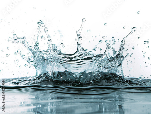 Water splash isolated on a white background in a minimalist style.