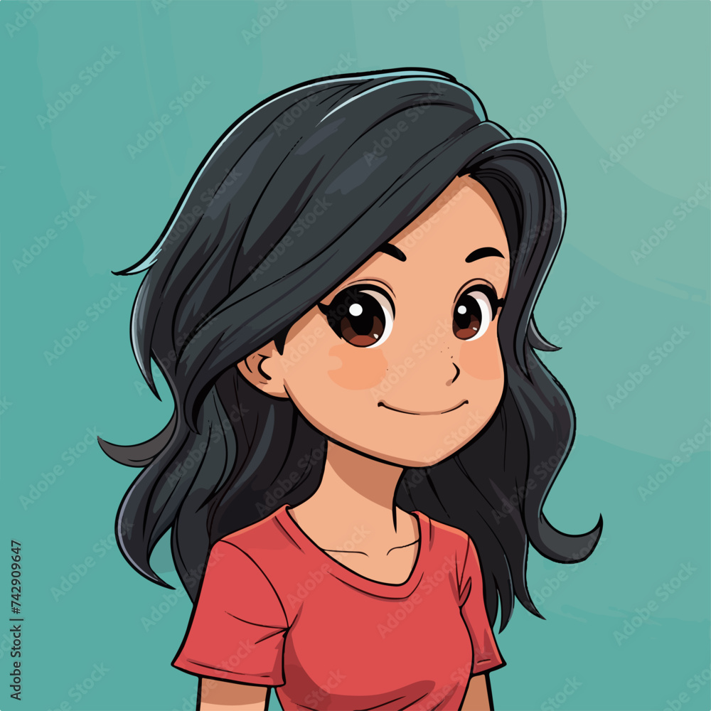 Cartoon illustration of a woman in vectorial Cartoon illustration of a woman in vectorial
