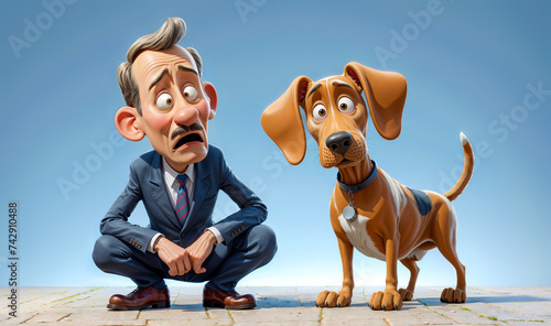 Surprised Man and Sad Dog: An Animated Character Portrait