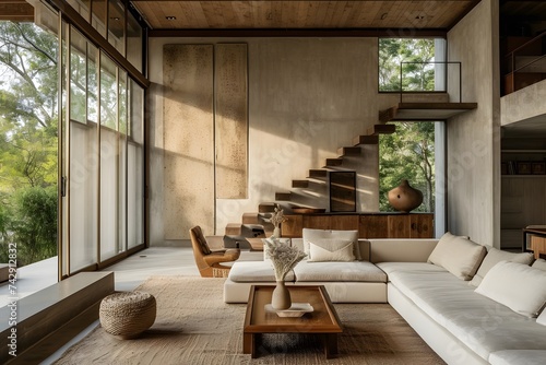 Interior design of the living room in a minimalist style