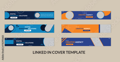 Different color linked in cover design set