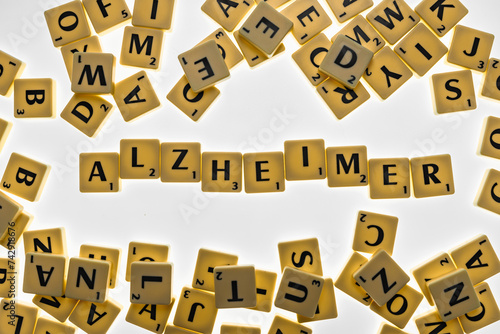 Alzheimer's inscription made of small square tiles