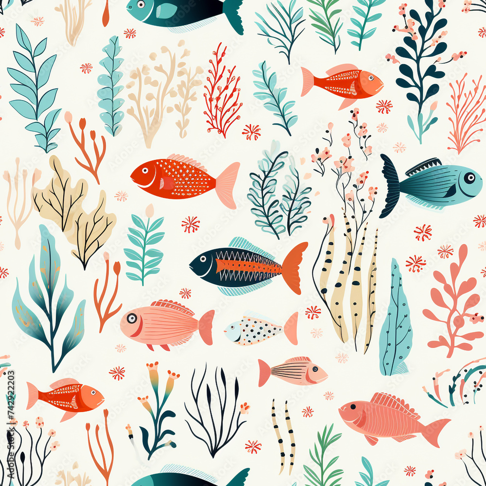 Naklejka premium Seamless pattern fish