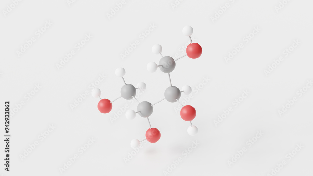 threitol molecule 3d, molecular structure, ball and stick model, structural chemical formula sugar alcohol threitol molecule 3d, molecular structure, ball and stick model, structural chemical formula sugar alcohol