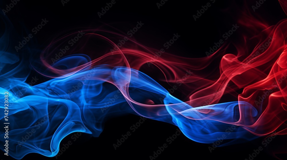 Blue and red smoke on black background Blue and red smoke on black background