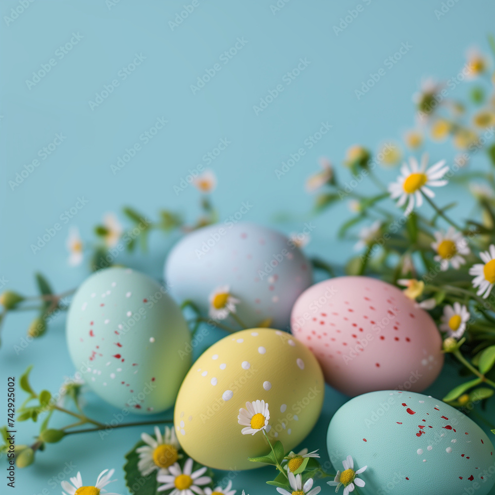 Easter eggs in pastel colors.