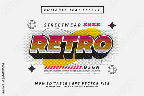 Editable Text Effect Retro Street Wear Style Premium Vector