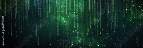 Green binary code data stream on digital technology background. Background for technological processes, science, presentations, etc photo