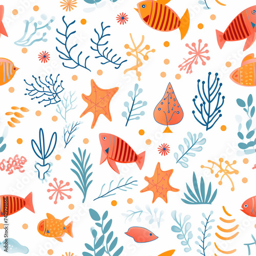 Cute seamless pattern fish