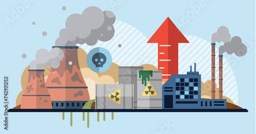 Waste pollution vector illustration. Waste pollution has far reaching consequences, including social, economic, and environmental impacts Effective waste management practices can mitigate negative