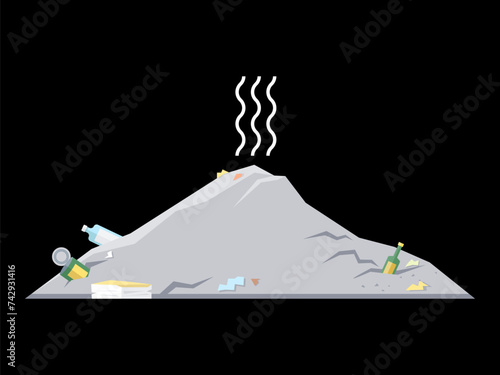 Waste pollution vector illustration. Reuse is effective solution to minimize waste and reduce pollution Hazardous waste requires special handling to prevent environmental contamination