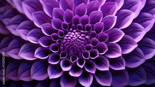 Purple Concentric Flower Center Macro Close-up. Mandala Kaleidoscopic design