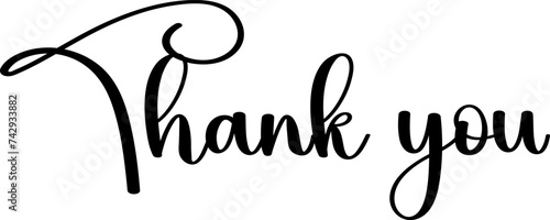 Thank you black calligraphy. Thank you black handwritten sign. Elegant Thank You Calligraphy.