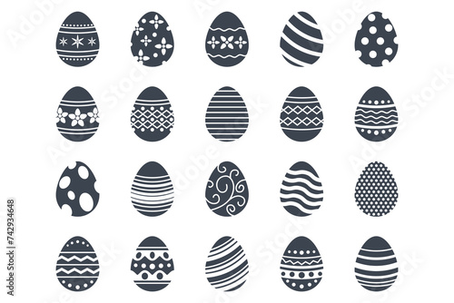 Easter eggs, Easter day festival icon set, ostern egg icons with decoration patterns symbols collection, logo isolated vector illustration