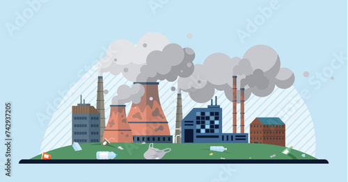 Waste pollution vector illustration. Zero waste initiatives aim to minimize waste generation and promote sustainable practices Environmental conservation is key to combating plastic pollution