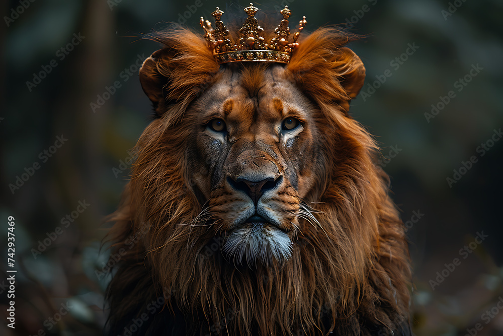 Fototapeta premium lion with crown
