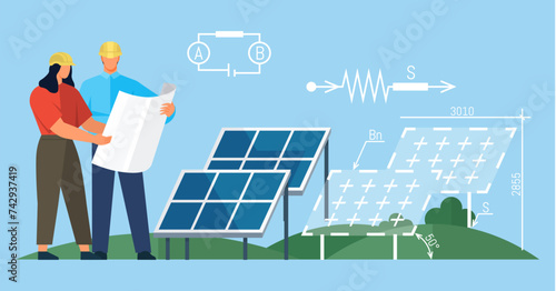 Photovoltaic vector illustration. The integration renewable energy sources is crucial for achieving sustainable energy mix Clean energy solutions, such as solar power, contribute to greener future