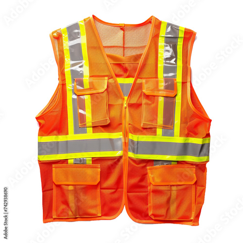 Isolated high visibility refelctive vest , safety equipment concepts on white background . photo