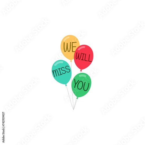Фотография We will miss you balloons icon isolated on white background