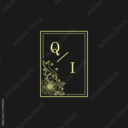 QI Initials Wedding Logo, Wedding Monogram, Luxury Wedding Logo