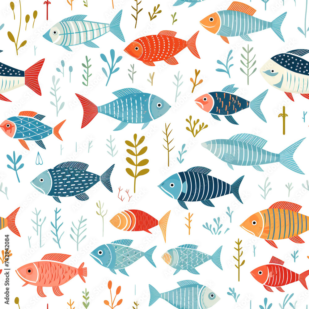 Fototapeta premium Seamless pattern with fish