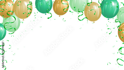 green and gold balloons banner luxury party festival greeting card design