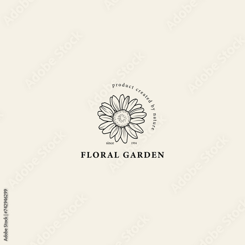 Line art chamomile flower logo