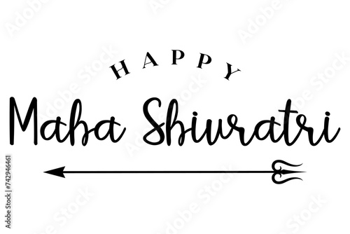 Maha shivratri lettering with lord shiva trishul vector illustration