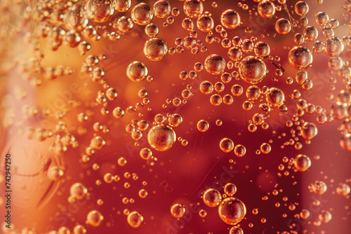 Sweet fizzy drink close-up in a glass