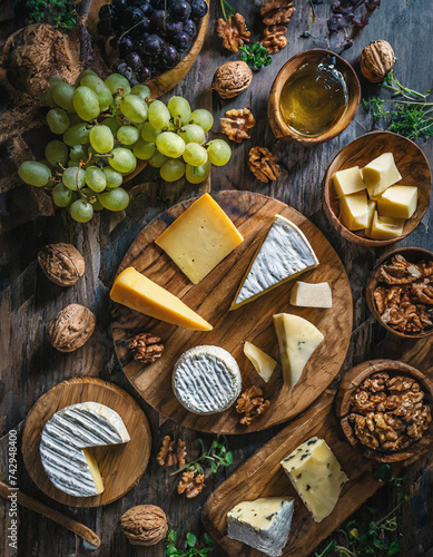 Ausgewählte Käsesorten auf rustikalem Holzbrett perfekt für Genießer